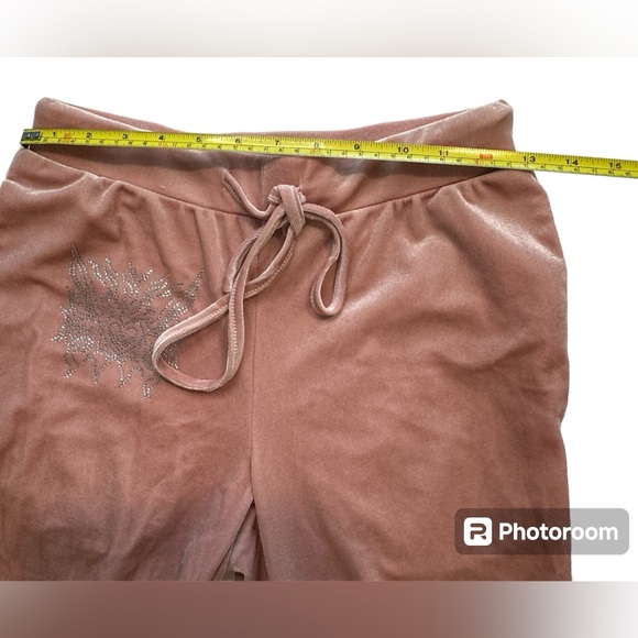 NWOT SHEIN ICON Rhinestone Drawstring Waist Velvet Flare Pants sz S - Picture 11 of 12